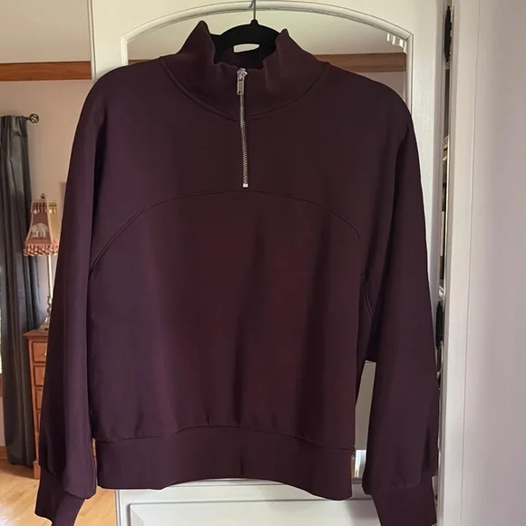 GAP Quarter-Zip Pullover Deep Plum Large Petite - Picture 3 of 11